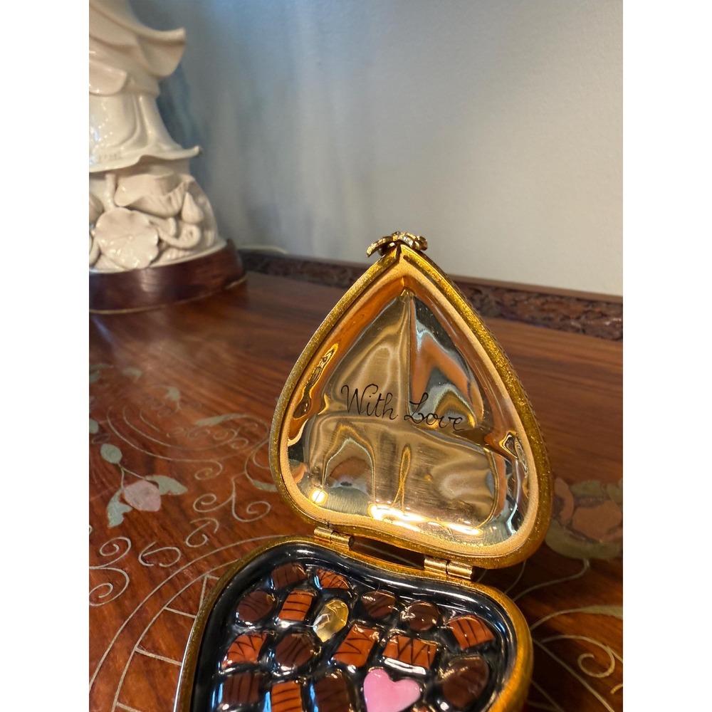 Vintage Rochard Limoges Heart Chocolate Box • Hand Painted Porcelain Trinket Box - Picture 15 of 17
